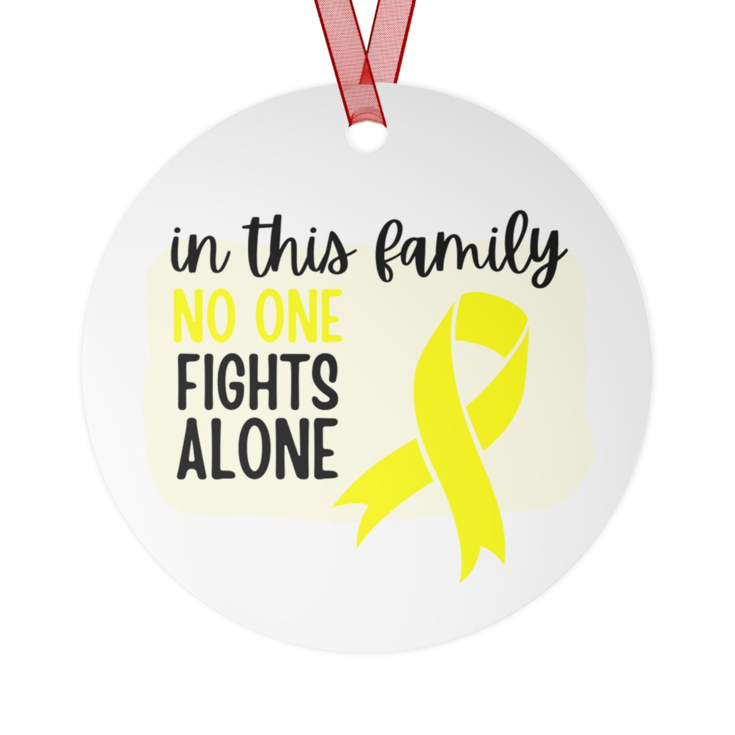 Bone Cancer Ornament - Yellow Ribbon Awareness -In this family no one fights alone - Support for friend - Christmas Decor