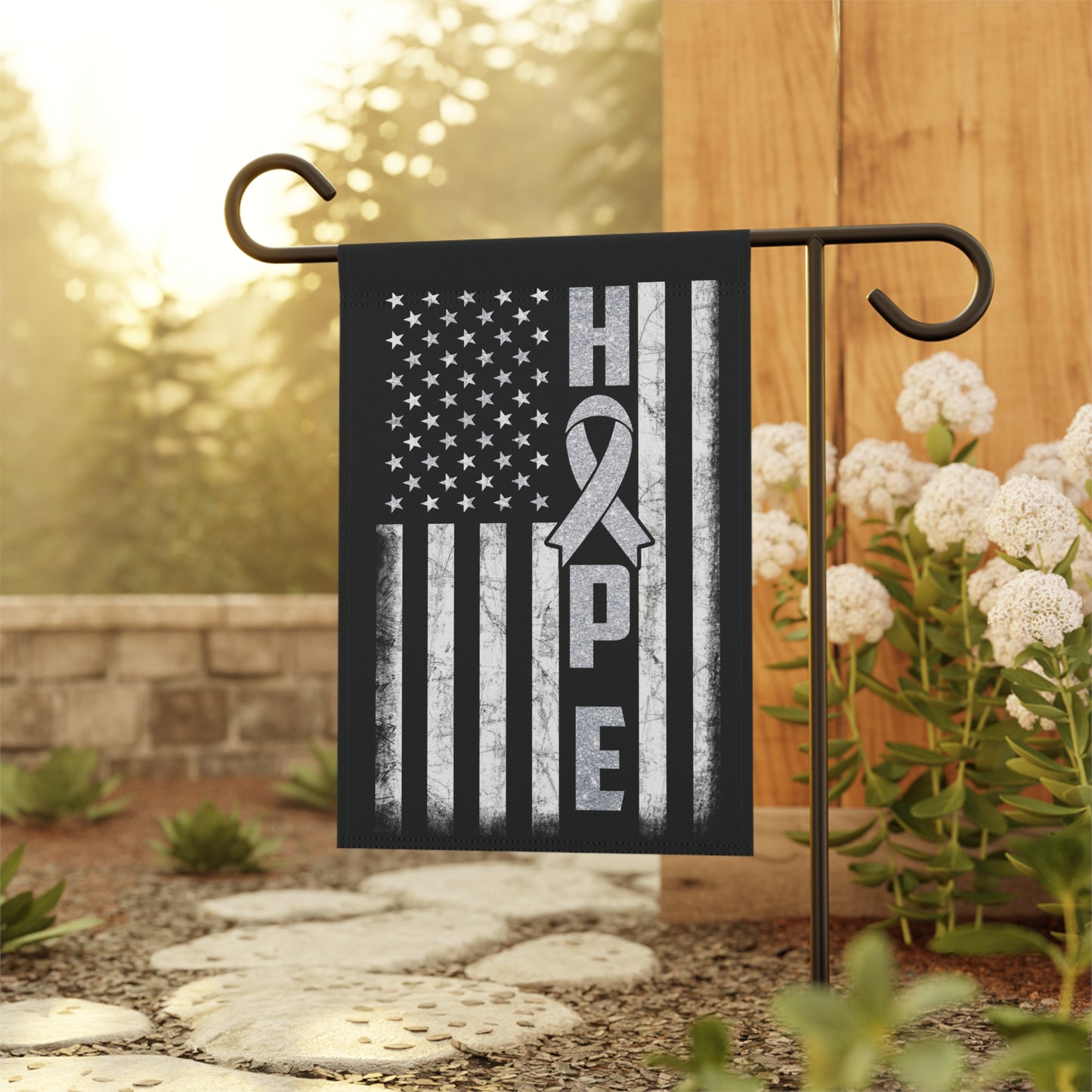 Silver Ribbon Awareness Garden Flag Hope American Flag | Welcome Sign | New Home | Decorative House Banner | Spoonie Support