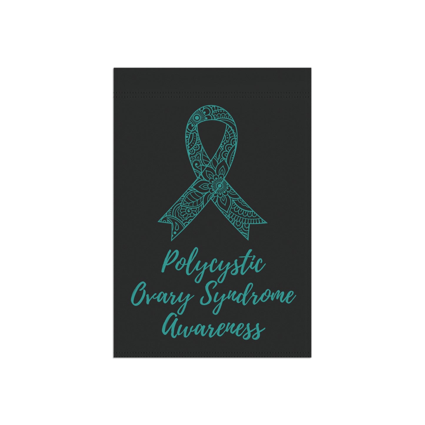 PCOS Awareness Garden Flag | Welcome Sign | New Home | Decorative House Banner | Teal Awareness Ribbon | Spoonie Support