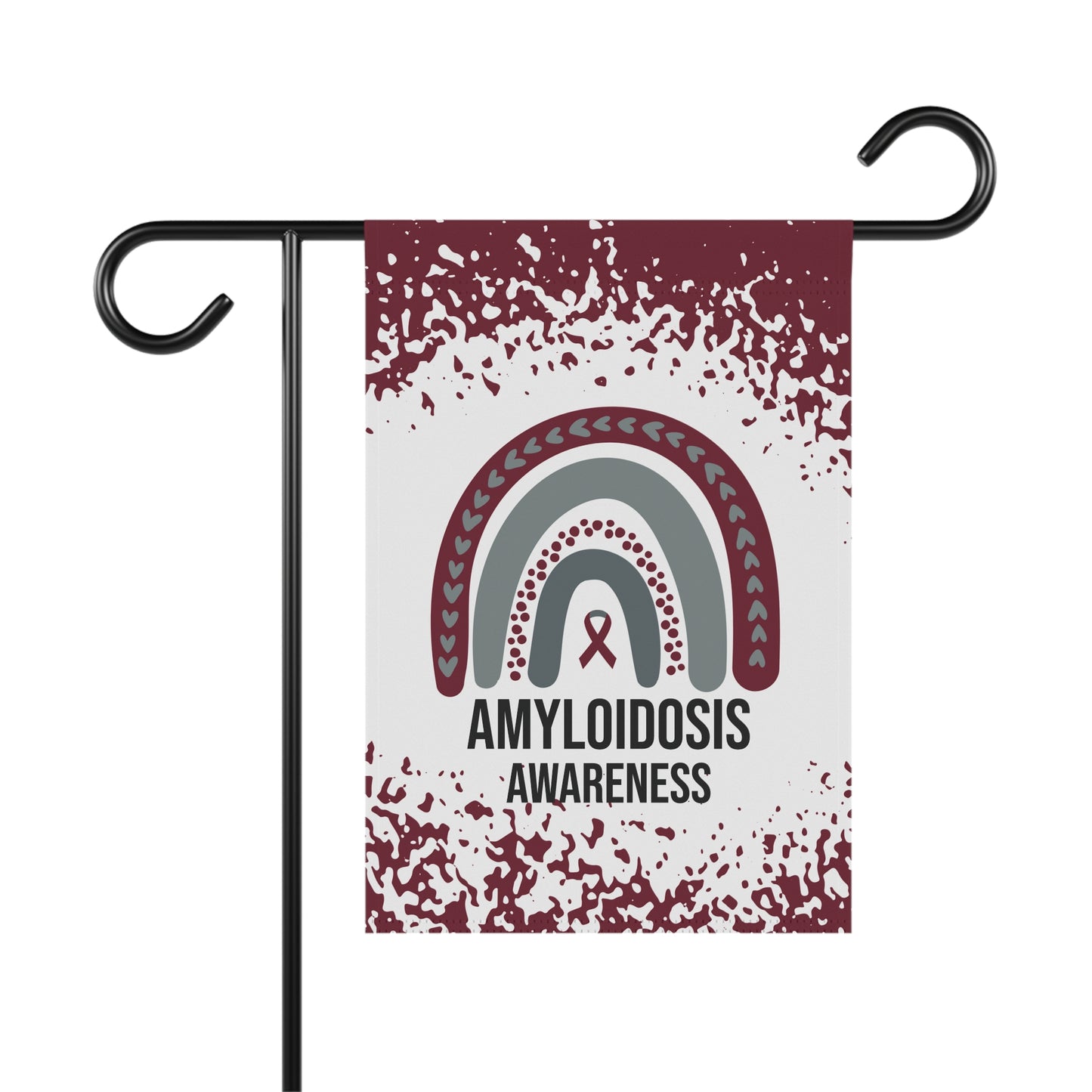 Amyloidosis Awareness Garden Flag | Welcome Sign |  New Home | Decorative House Banner | Burgundy Awareness Ribbon  | Support