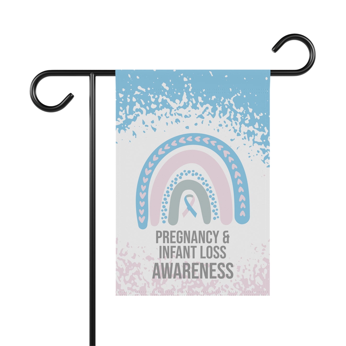 Pregnancy and Infant Loss Awareness Garden Flag | Welcome Sign | New Home | Decorative House Banner | Blue Pink Awareness Ribbon | Support