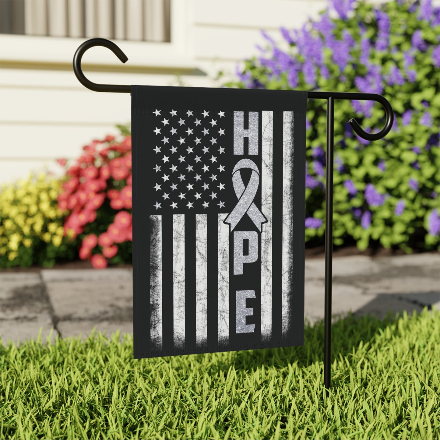 Silver Ribbon Awareness Garden Flag Hope American Flag | Welcome Sign | New Home | Decorative House Banner | Spoonie Support