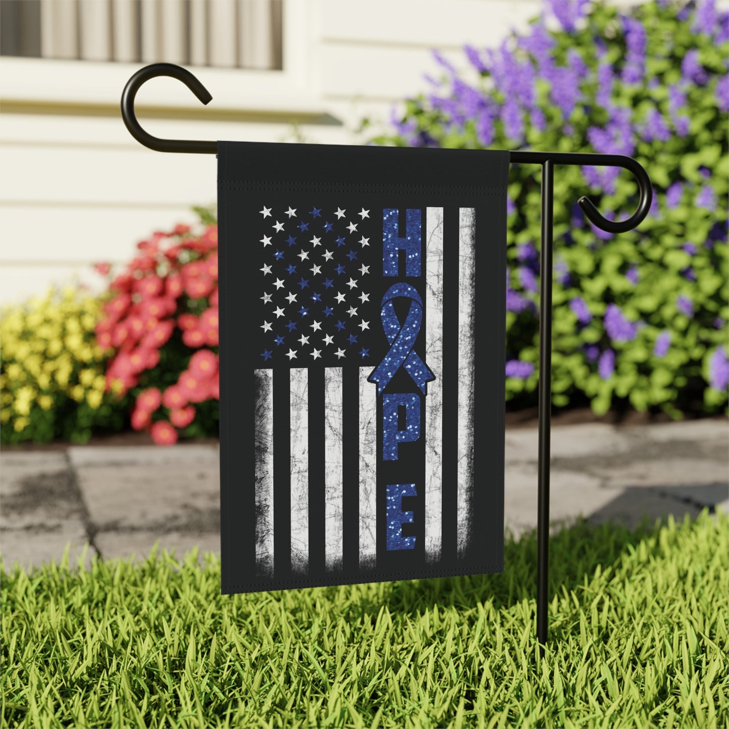 Blue Ribbon Awareness Garden Flag Hope American Flag | Welcome Sign | New Home | Decorative House Banner | Spoonie Support