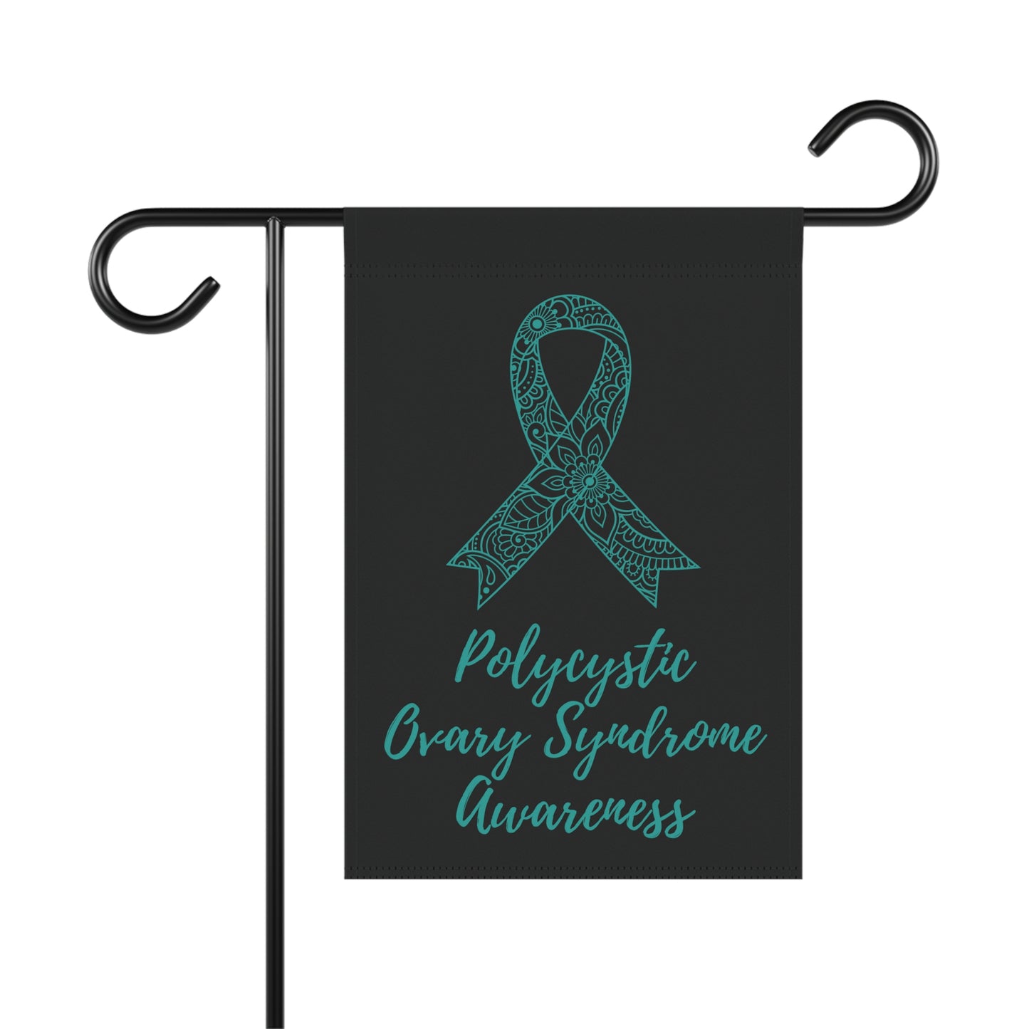 PCOS Awareness Garden Flag | Welcome Sign | New Home | Decorative House Banner | Teal Awareness Ribbon | Spoonie Support