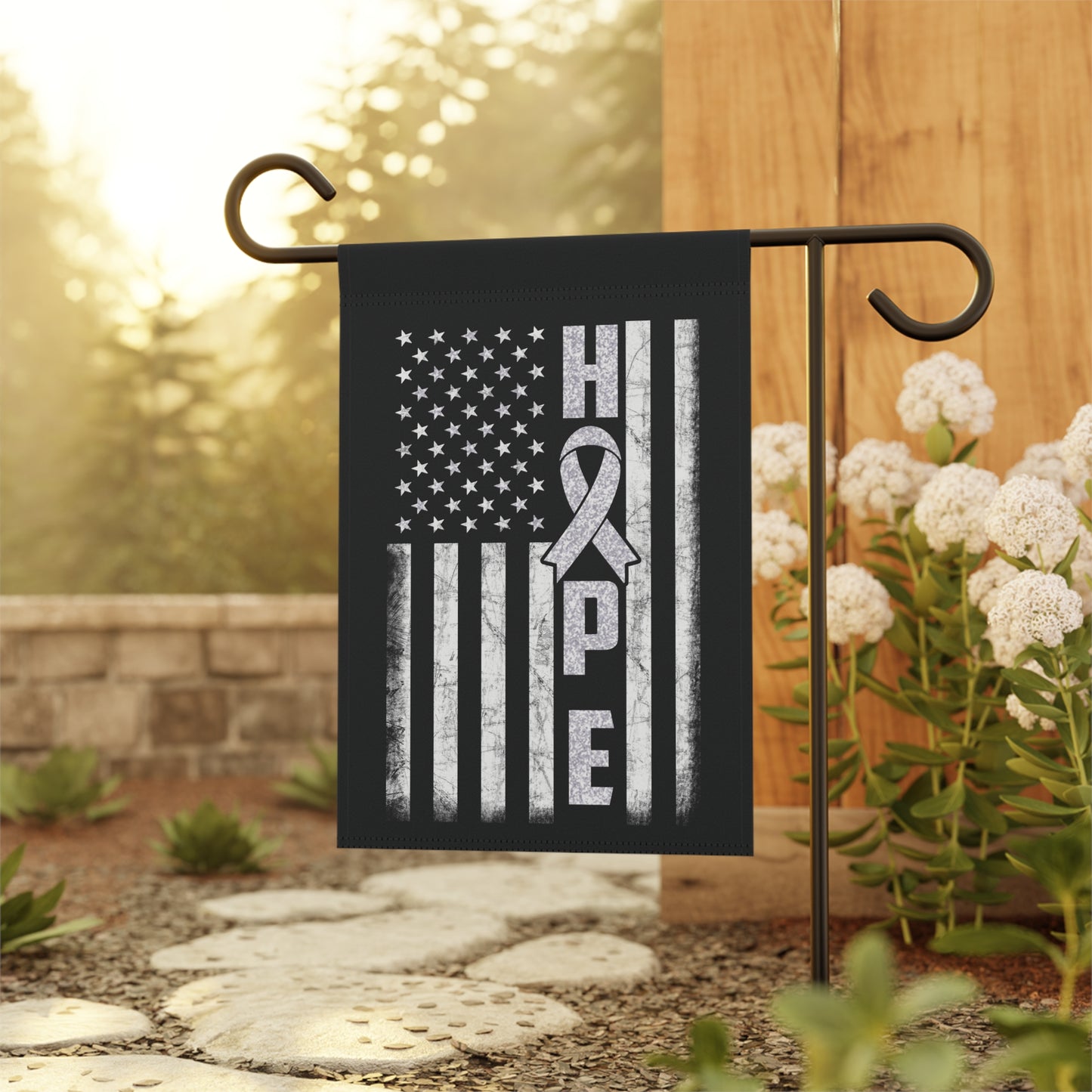 White Ribbon Awareness Garden Flag Hope American Flag | Welcome Sign | New Home | Decorative House Banner | Spoonie Support