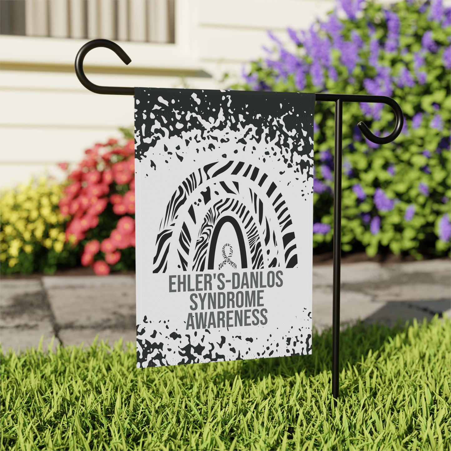 Ehler's-Danlos Syndrome Awareness Garden Flag | Welcome Sign | New Home | Decorative House Banner | Zebra Awareness Ribbon | Rare Disease