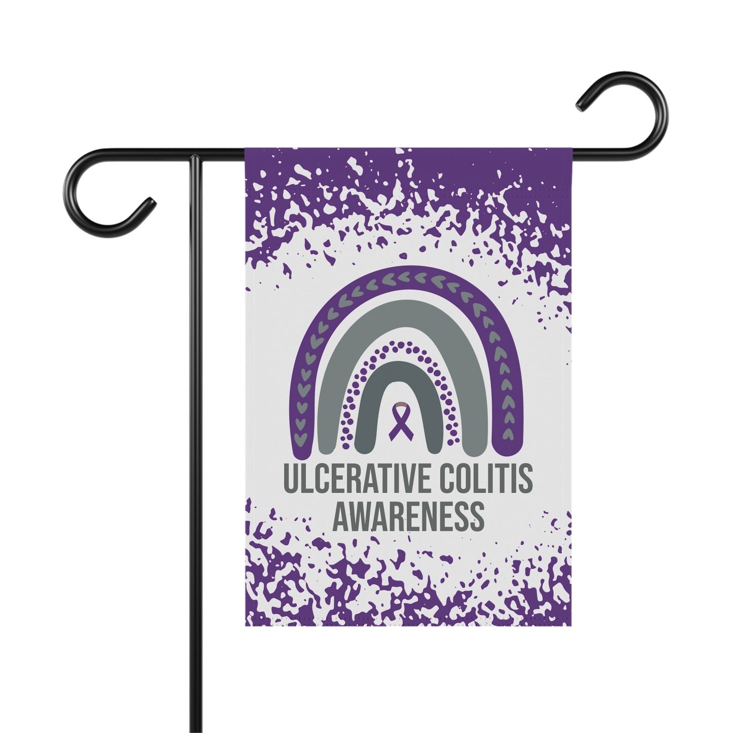 Ulcerative Colitis Awareness Garden Flag | Welcome Sign | New Home | Decorative House Banner | Purple Awareness Ribbon | Support