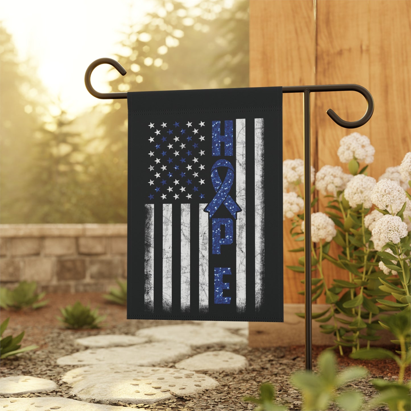 Blue Ribbon Awareness Garden Flag Hope American Flag | Welcome Sign | New Home | Decorative House Banner | Spoonie Support