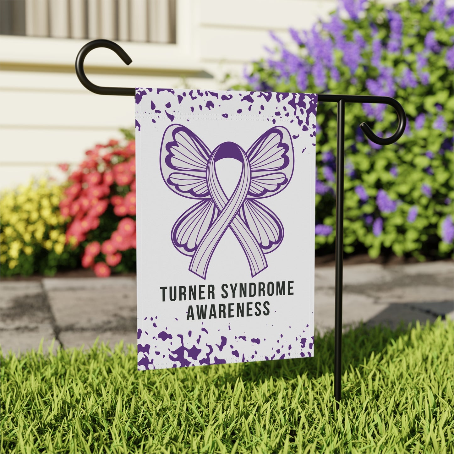 Turner Syndrome Awareness Garden Flag | Welcome Sign | New Home | Decorative House Banner | Purple Awareness Ribbon | Rare Disease Support