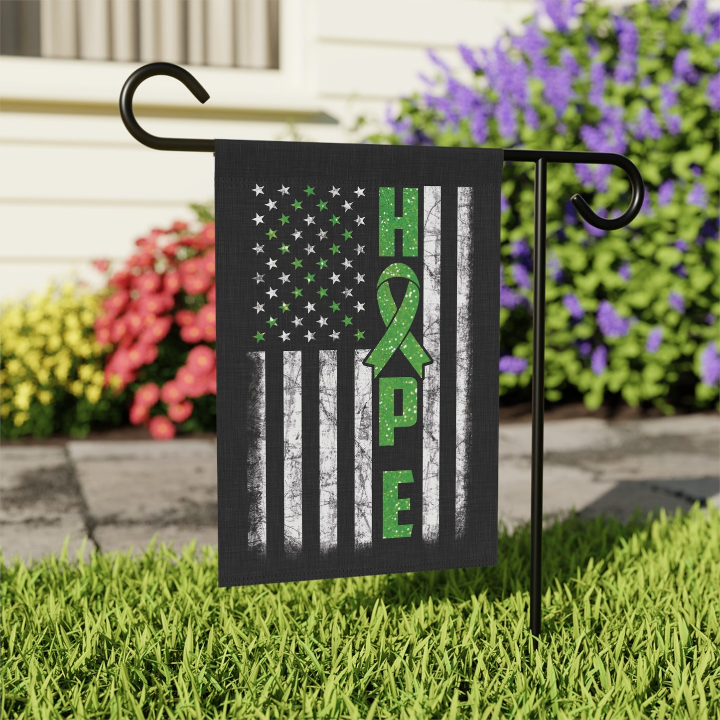 Green Ribbon Awareness Garden Flag Hope American Flag | Welcome Sign | New Home | Decorative House Banner | Spoonie Support