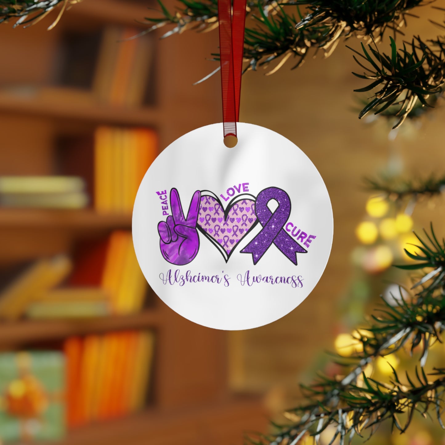 Alzheimer's Awareness Christmas Ornament Stocking Stuffer Christmas Gift, Holiday Home Decor, Wall Hanging, Support