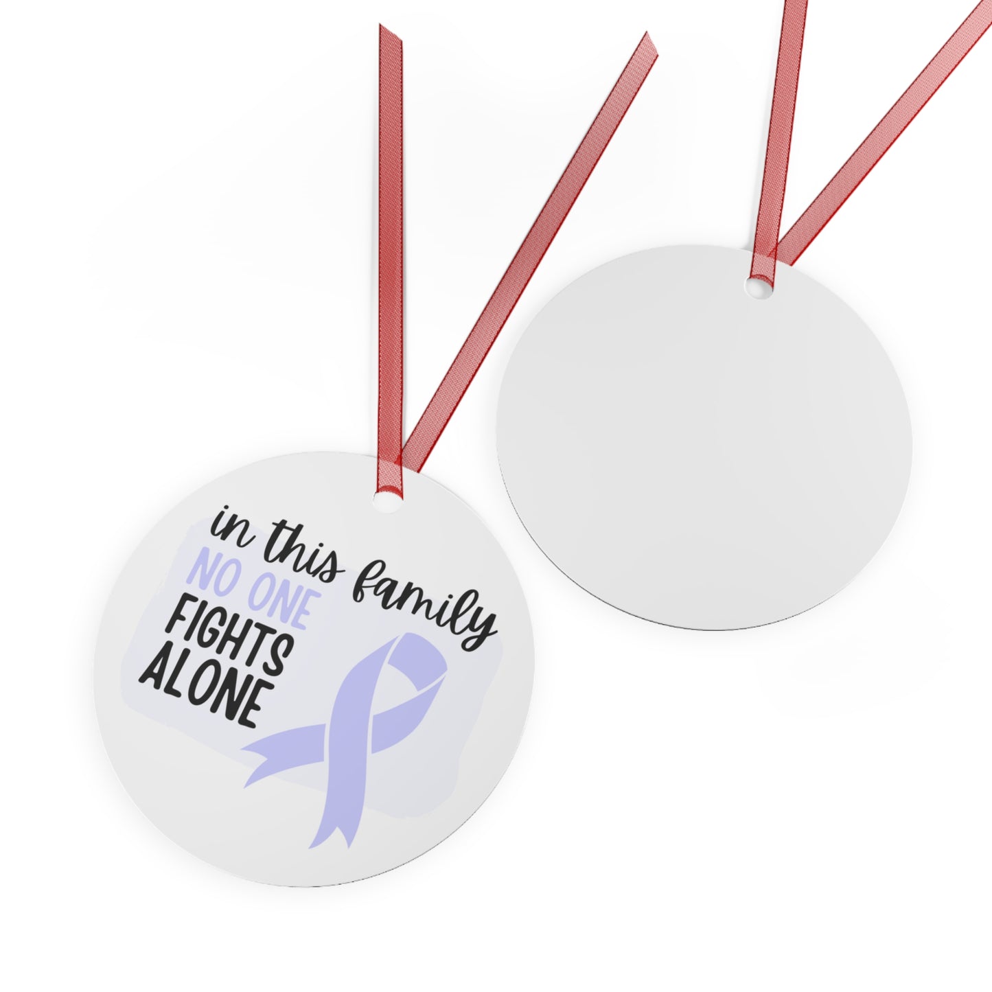 Esophageal Cancer Periwinkle Ribbon Awareness Ornament -In this family no one fights alone- Family Support - Support for friend