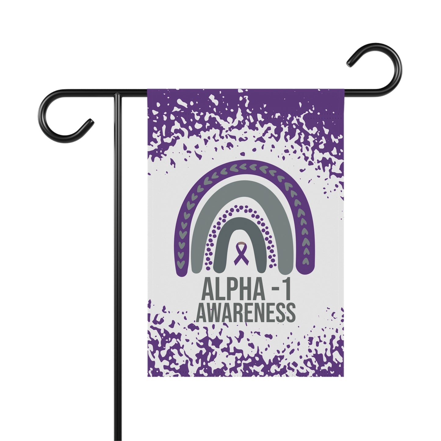 Alpha 1 Awareness Garden Flag | AATD | Welcome Sign |  New Home | Decorative House Banner | Purple Awareness Ribbon  | Support