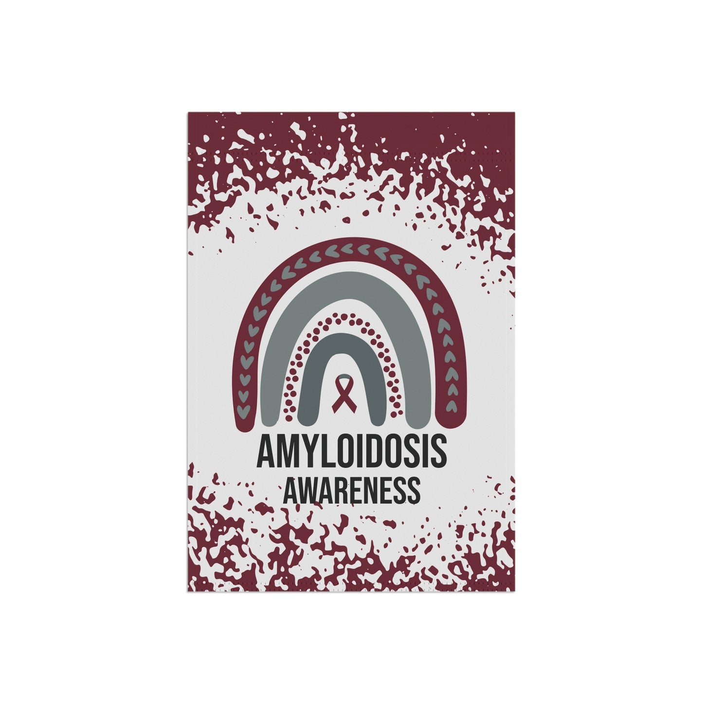 Amyloidosis Awareness Garden Flag | Welcome Sign | New Home | Decorative House Banner | Burgundy Awareness Ribbon | Support