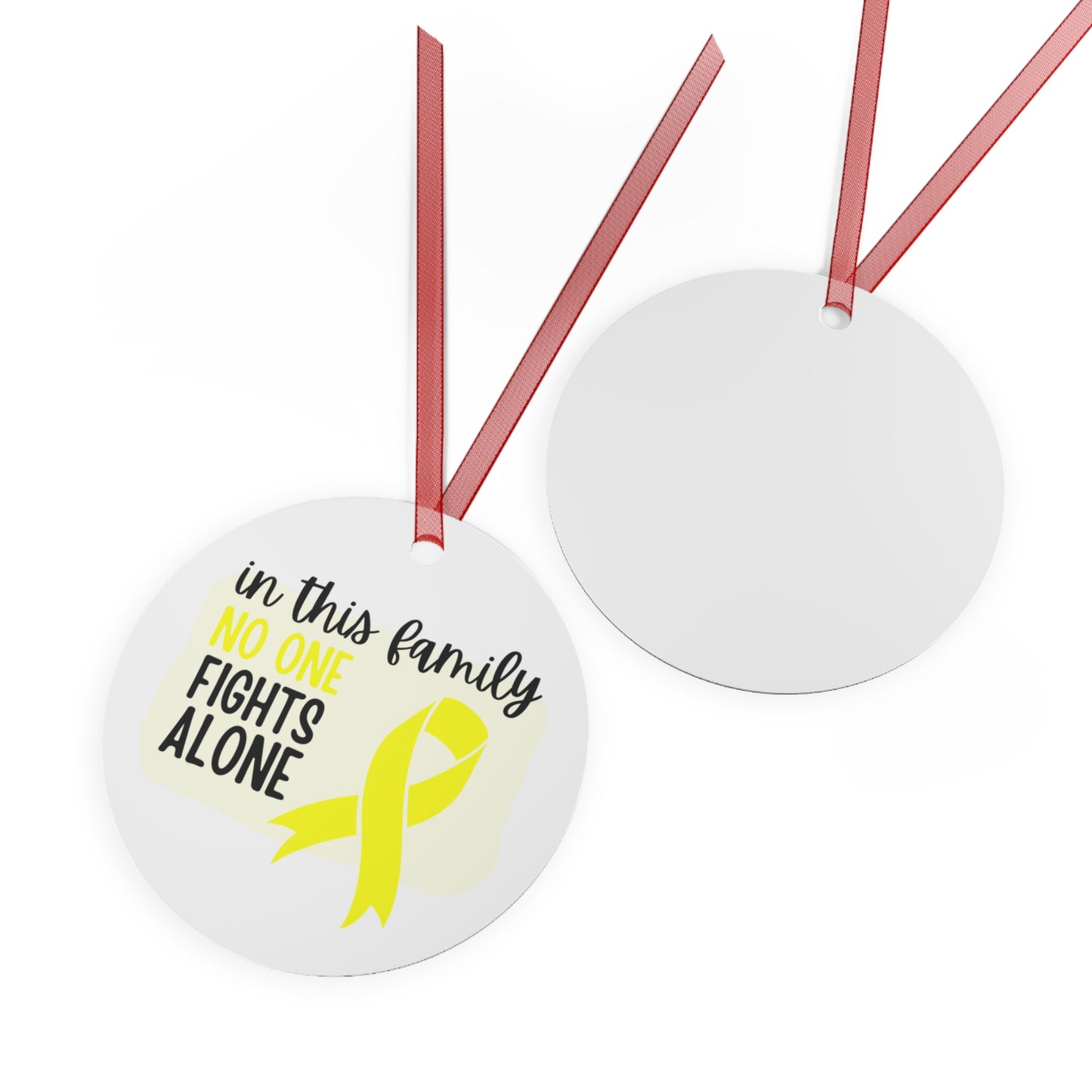 Bone Cancer Ornament - Yellow Ribbon Awareness -In this family no one fights alone - Support for friend - Christmas Decor