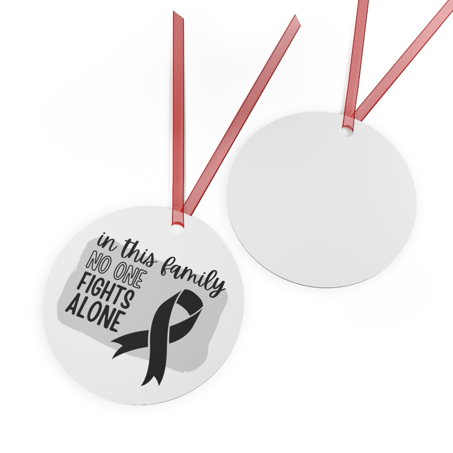 Melanoma Ornament - Black Ribbon Awareness -In this family no one fights alone - Support for friend - Christmas Decor