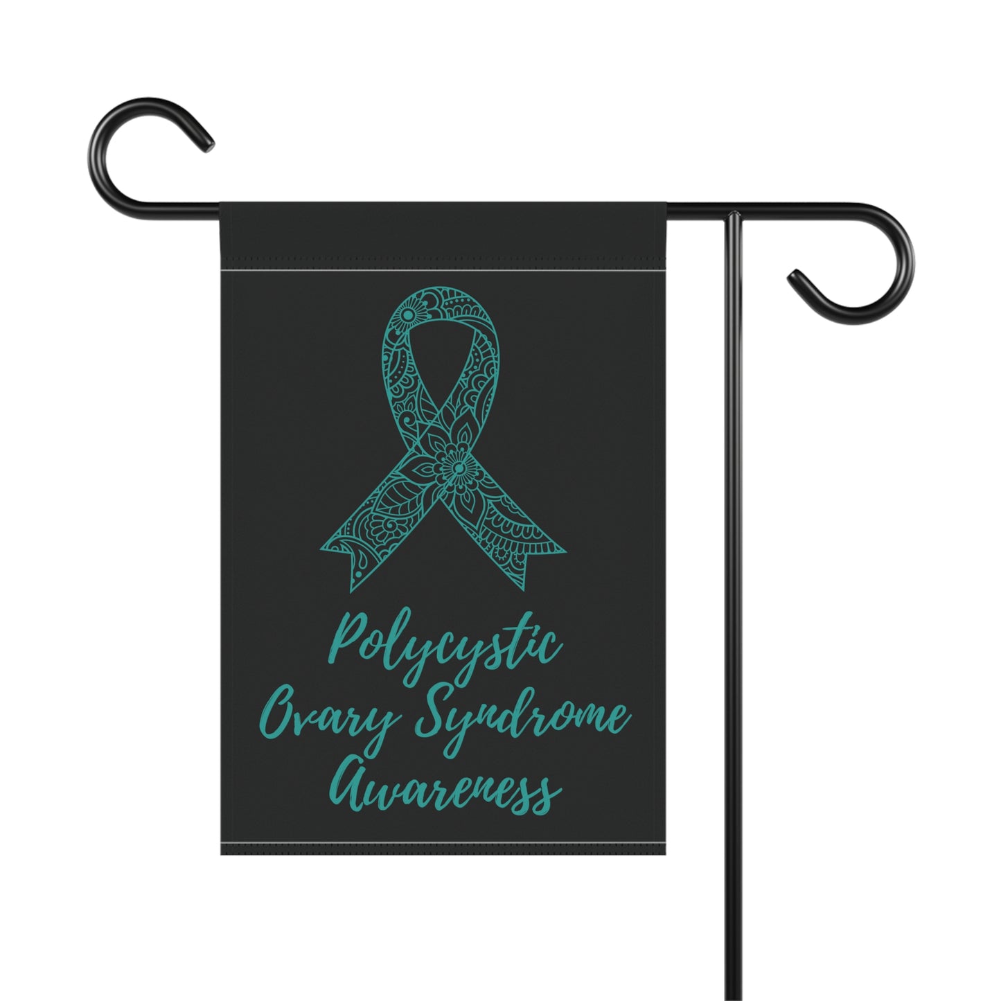 PCOS Awareness Garden Flag | Welcome Sign | New Home | Decorative House Banner | Teal Awareness Ribbon | Spoonie Support