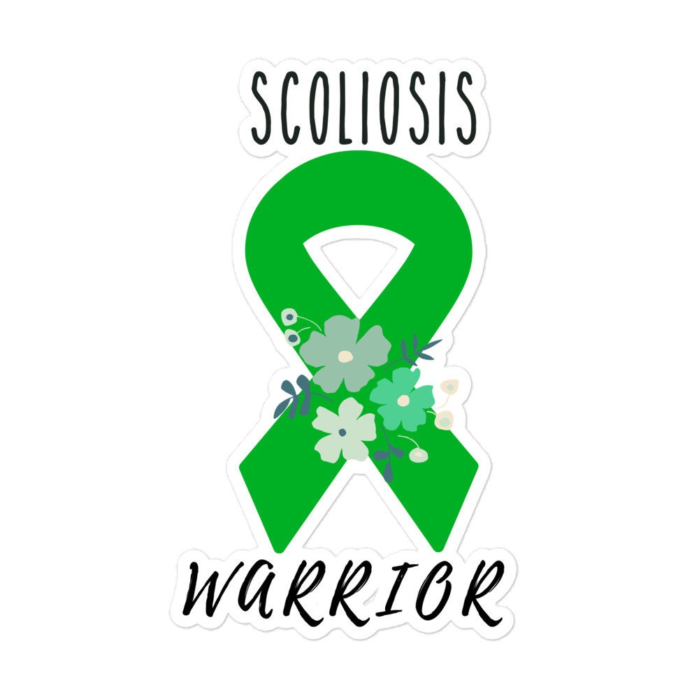 Scoliosis Awareness Sticker | Chronic Illness, Chronic Pain Spoonie Decal, Invisible Illness Laptop Sticker, Green Ribbon