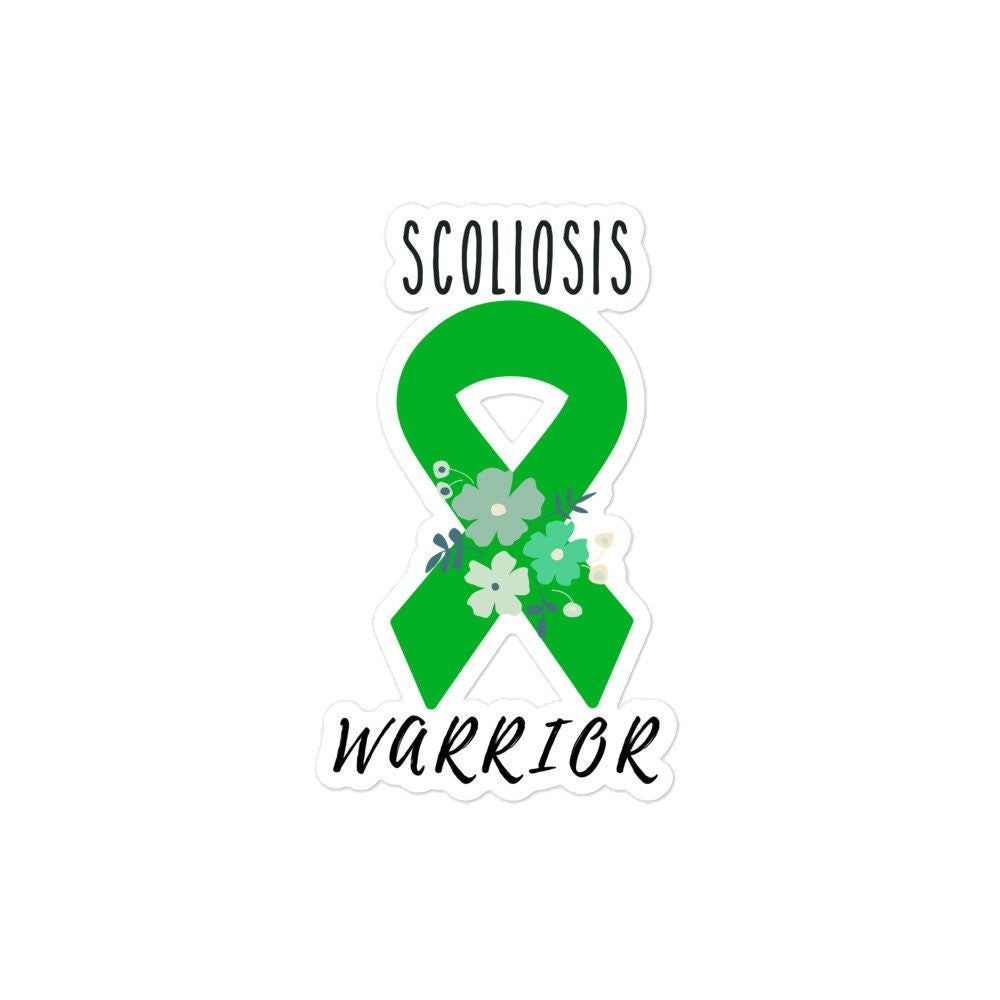 Scoliosis Awareness Sticker | Chronic Illness, Chronic Pain Spoonie Decal, Invisible Illness Laptop Sticker, Green Ribbon