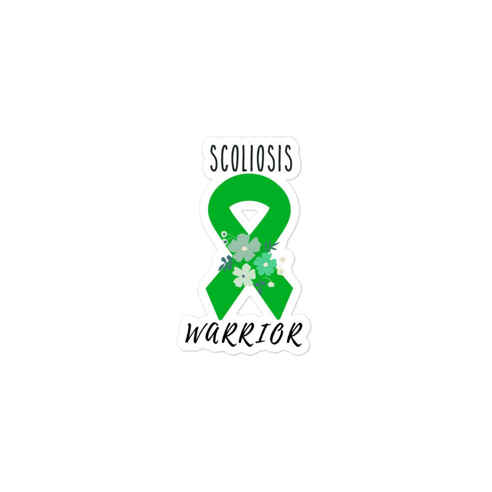 Scoliosis Awareness Sticker | Chronic Illness, Chronic Pain Spoonie Decal, Invisible Illness Laptop Sticker, Green Ribbon