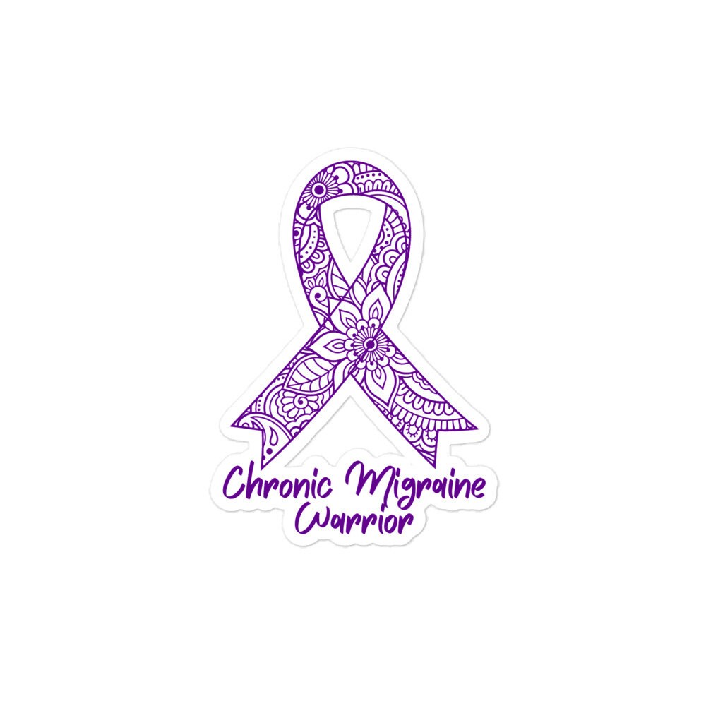 Chronic Migraine Awareness Sticker | Chronic Illness, Chronic Pain Spoonie Decal, Invisible Illness Laptop Sticker, Purple Ribbon