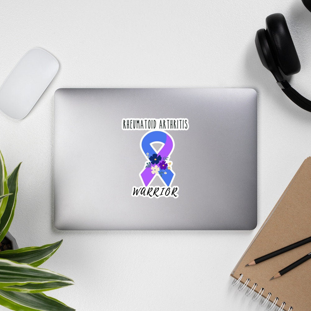 Rheumatoid Arthritis Awareness Sticker | Chronic Illness, Chronic Pain Spoonie Decal, Invisible Illness Laptop Sticker, Blue Purple Ribbon