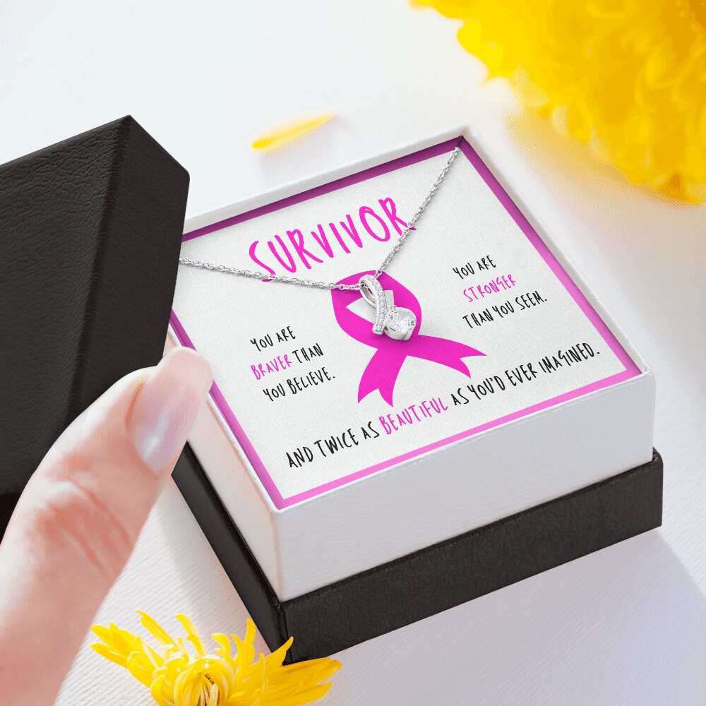 Breast cancer survivor Ribbon Pendant Necklace Gift