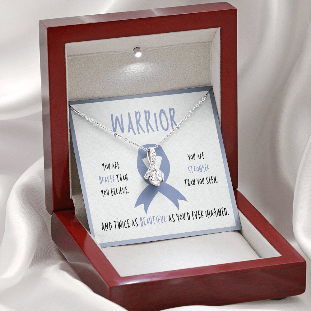 Esophageal Cancer Warrior Ribbon Pendant Necklace Gift