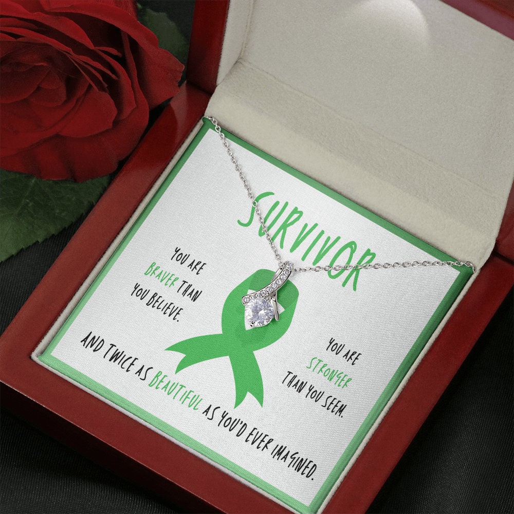 Gallbladder Cancer Survivor Ribbon Pendant Necklace Gift