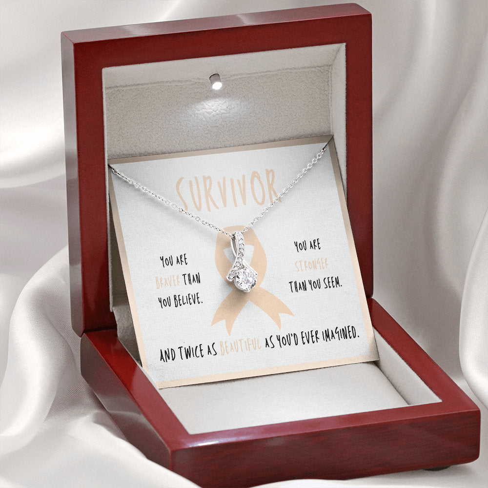 Endometrial cancer survivor Ribbon Pendant Necklace Gift