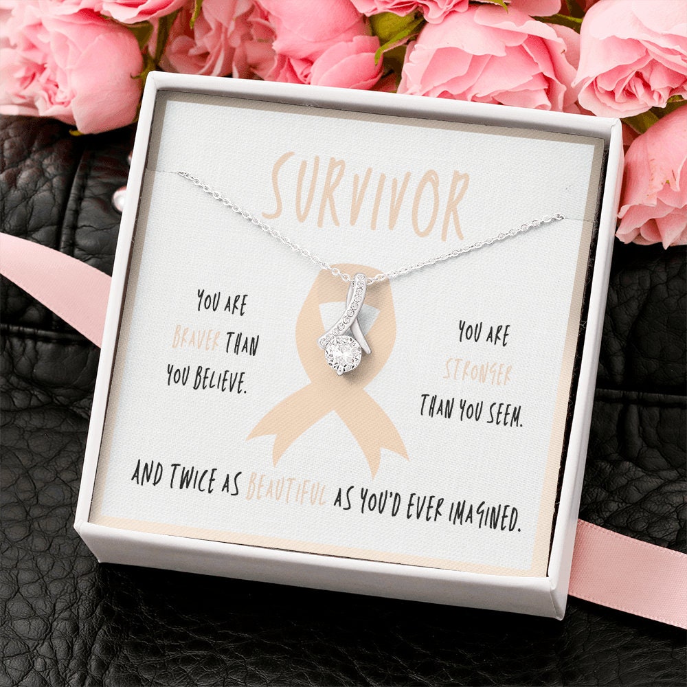 Endometrial cancer survivor Ribbon Pendant Necklace Gift