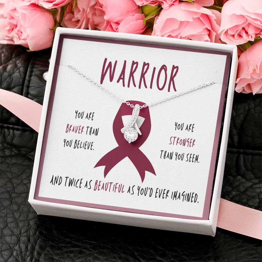 Multiple Myeloma Cancer Warrior Ribbon Pendant Necklace Gift
