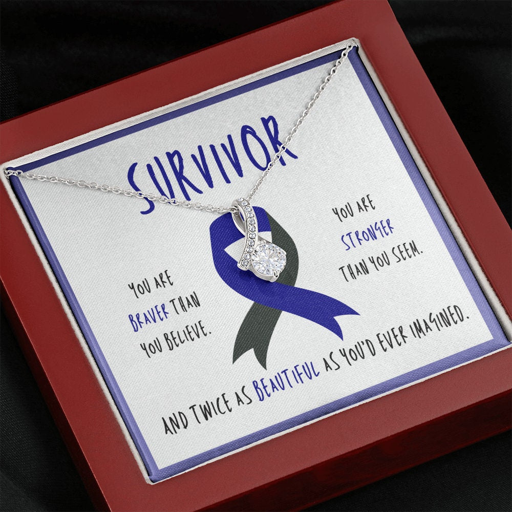 Ocular Melanoma Cancer Survivor Ribbon Pendant Necklace Gift