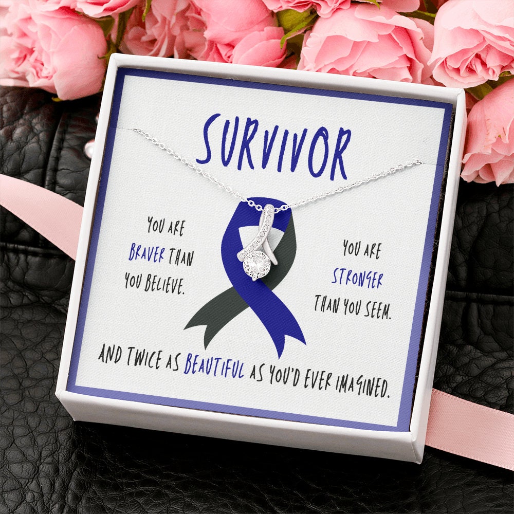 Ocular Melanoma Cancer Survivor Ribbon Pendant Necklace Gift
