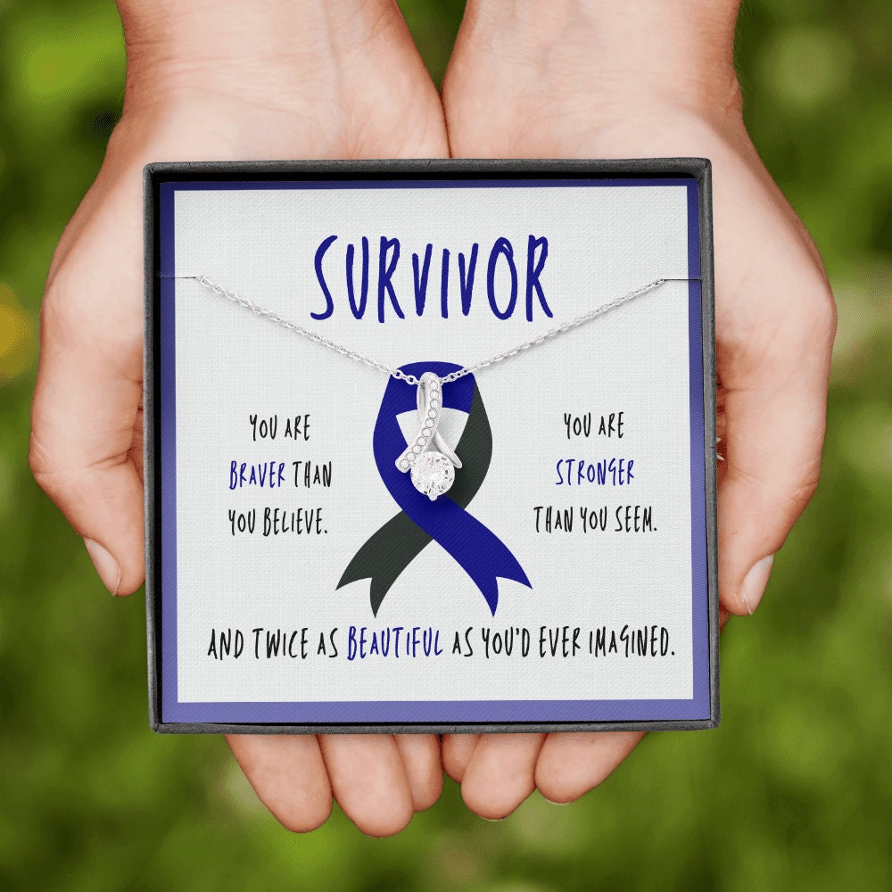 Ocular Melanoma Cancer Survivor Ribbon Pendant Necklace Gift