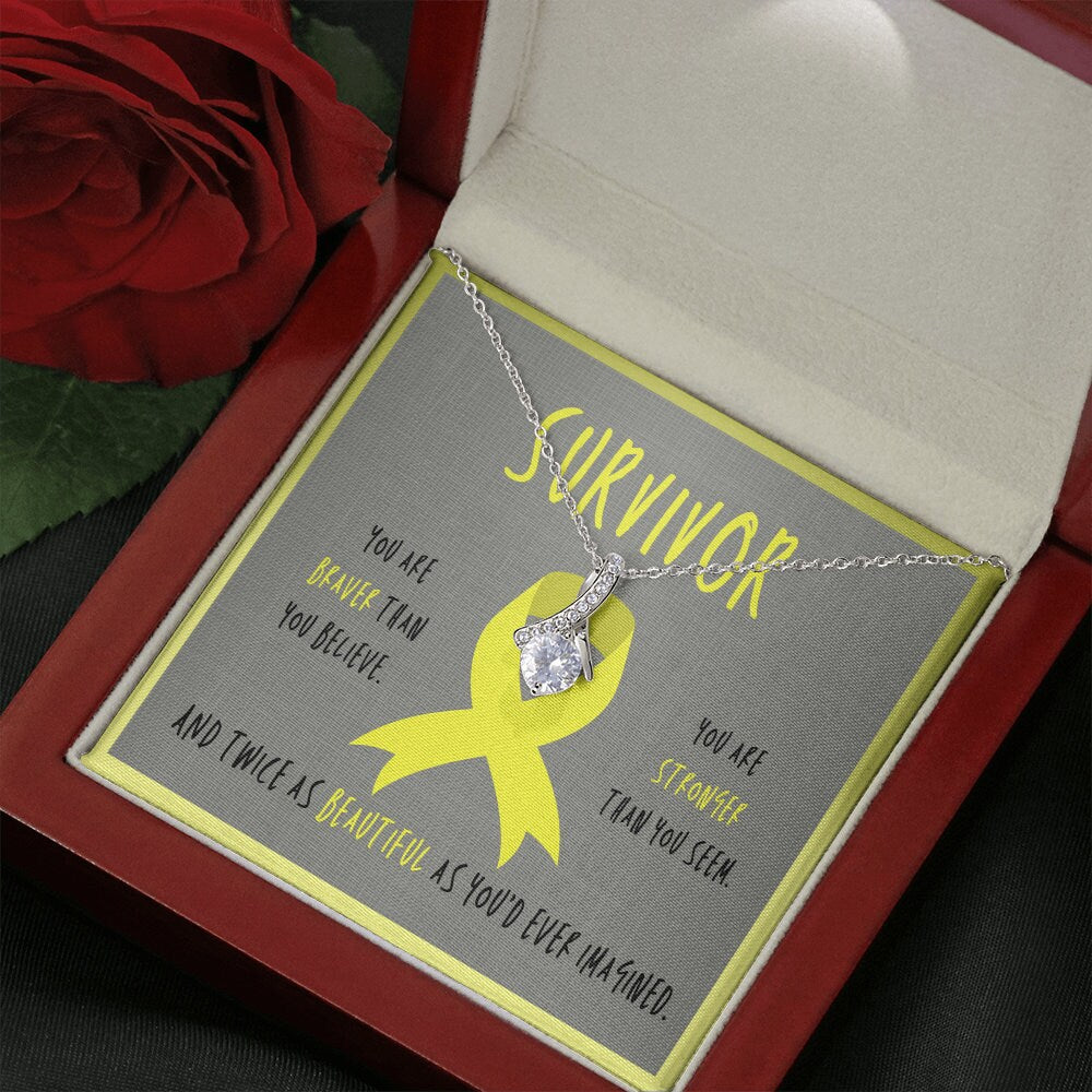 Osteosarcoma cancer survivor Ribbon Pendant Necklace Gift