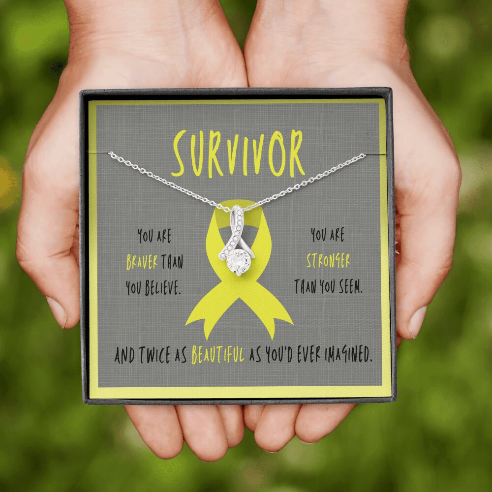 Osteosarcoma cancer survivor Ribbon Pendant Necklace Gift