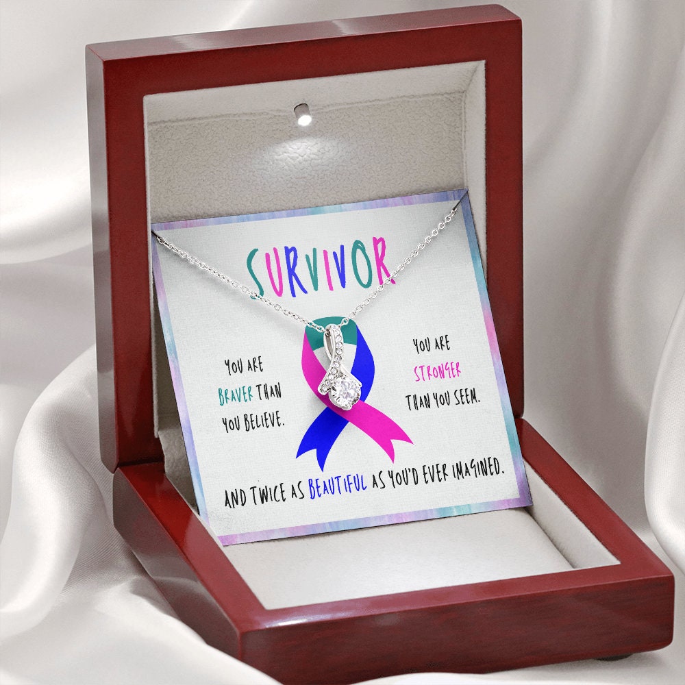 Thyroid cancer survivor Ribbon Pendant Necklace Gift