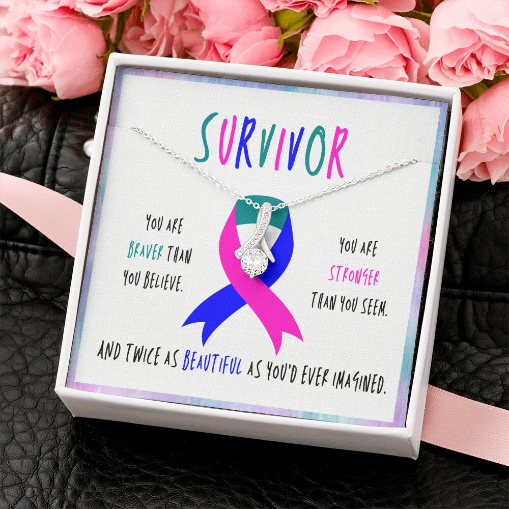 Thyroid cancer survivor Ribbon Pendant Necklace Gift