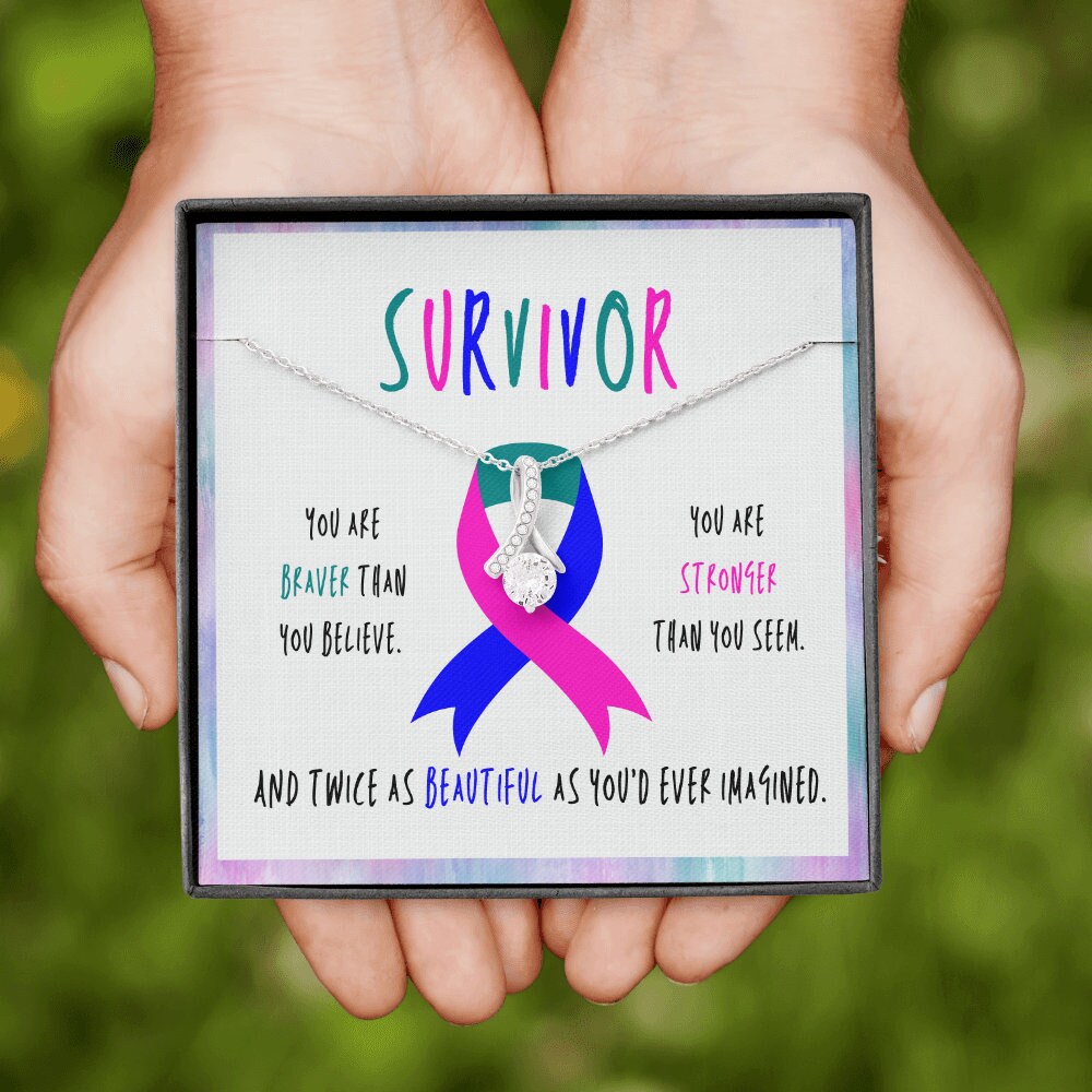 Thyroid cancer survivor Ribbon Pendant Necklace Gift