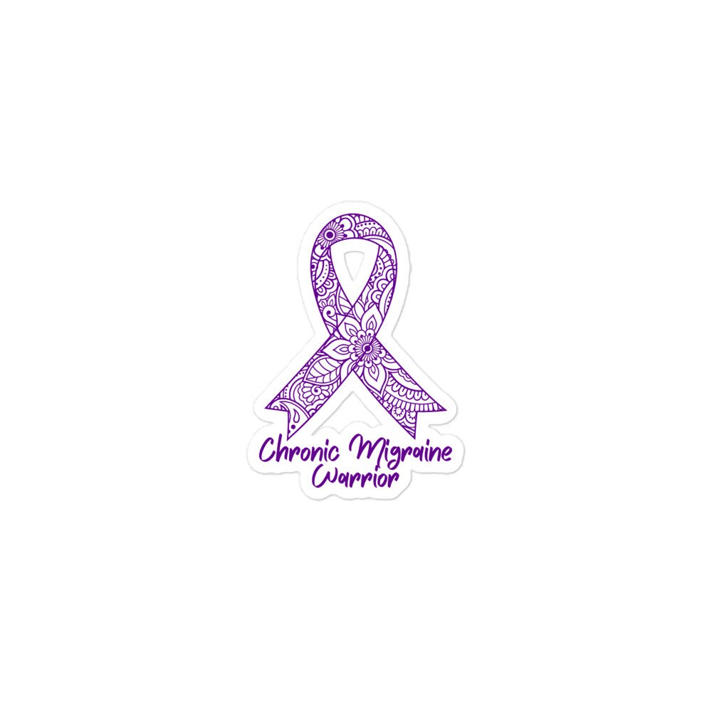 Chronic Migraine Awareness Sticker | Chronic Illness, Chronic Pain Spoonie Decal, Invisible Illness Laptop Sticker, Purple Ribbon