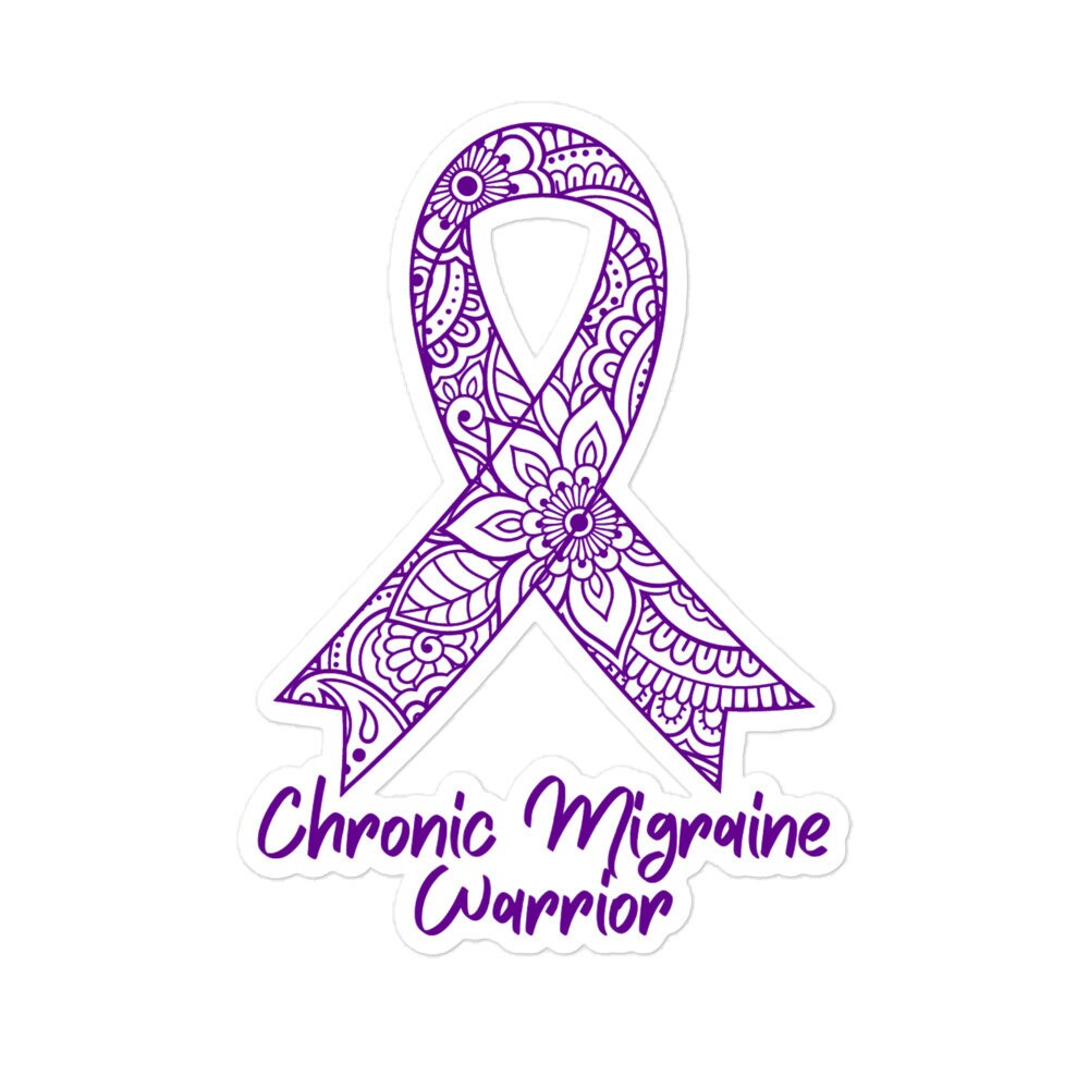 Chronic Migraine Awareness Sticker | Chronic Illness, Chronic Pain Spoonie Decal, Invisible Illness Laptop Sticker, Purple Ribbon