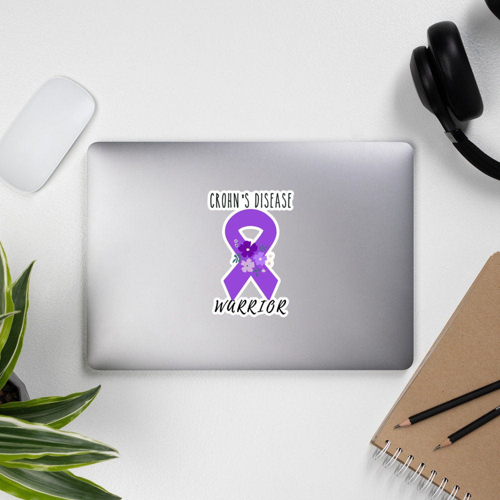 Crohn’s Disease Awareness Sticker | Chronic Illness, Chronic Pain Spoonie Decal, Invisible Illness Laptop Sticker, Purple Ribbon