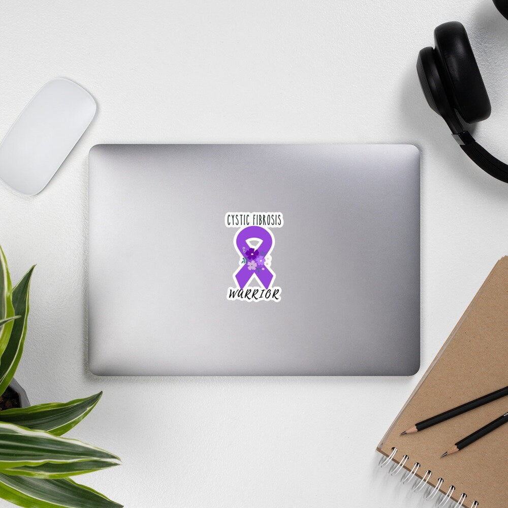 Cystic Fibrosis Awareness Sticker | Chronic Illness, Chronic Pain Spoonie Decal, Invisible Illness Laptop Sticker, Purple Ribbon, CF Warrior