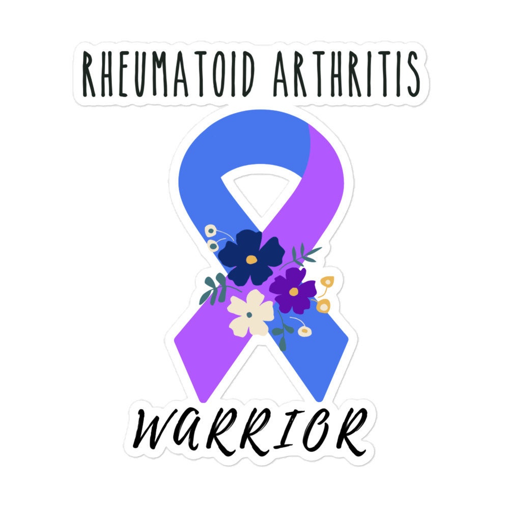 Rheumatoid Arthritis Awareness Sticker | Chronic Illness, Chronic Pain Spoonie Decal, Invisible Illness Laptop Sticker, Blue Purple Ribbon