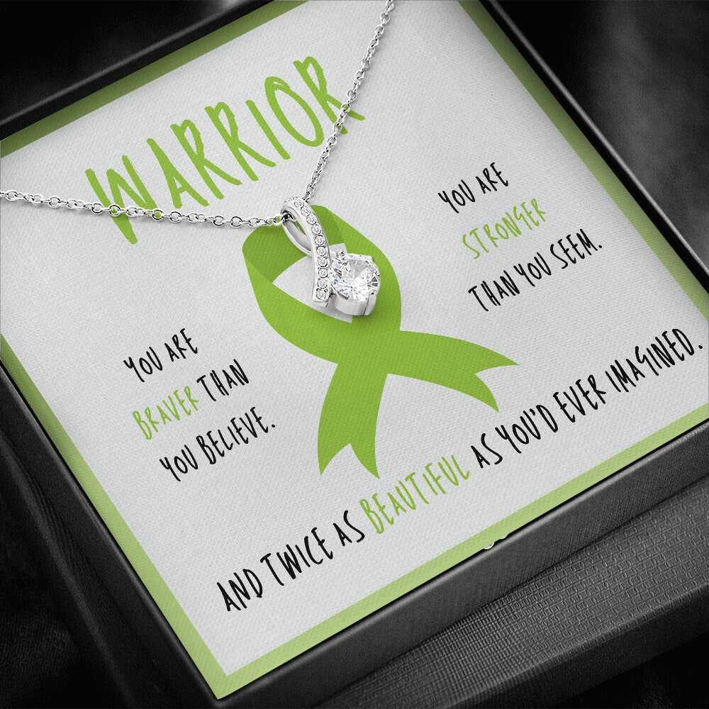 Lyme Disease Warrior Ribbon Necklace Gift
