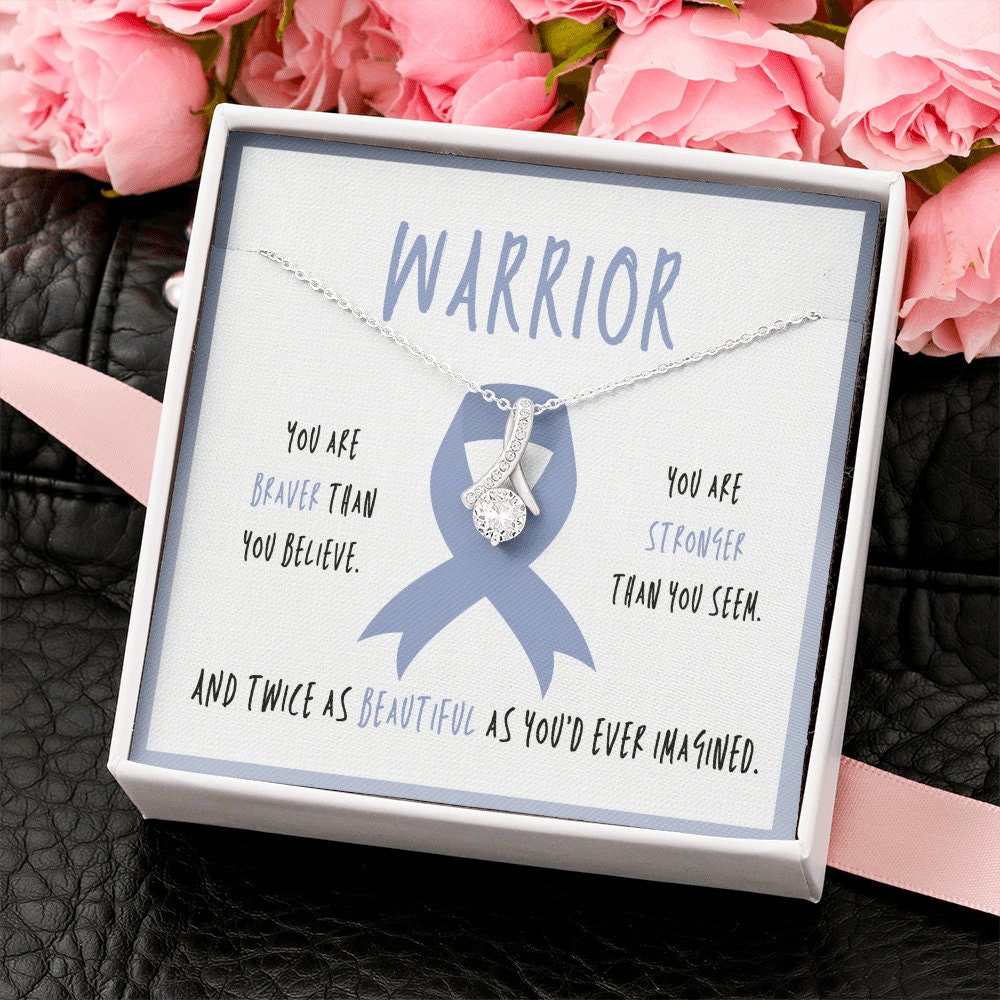 Esophageal Cancer Warrior Ribbon Pendant Necklace Gift