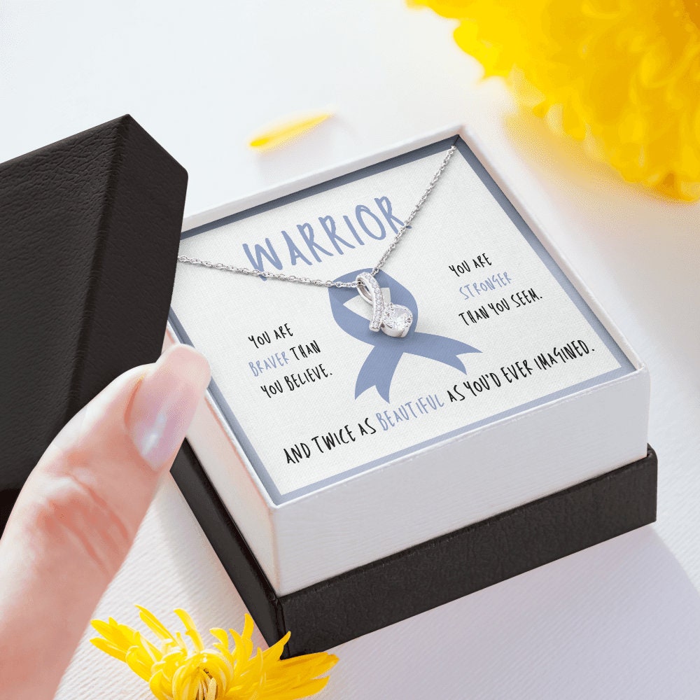 Esophageal Cancer Warrior Ribbon Pendant Necklace Gift