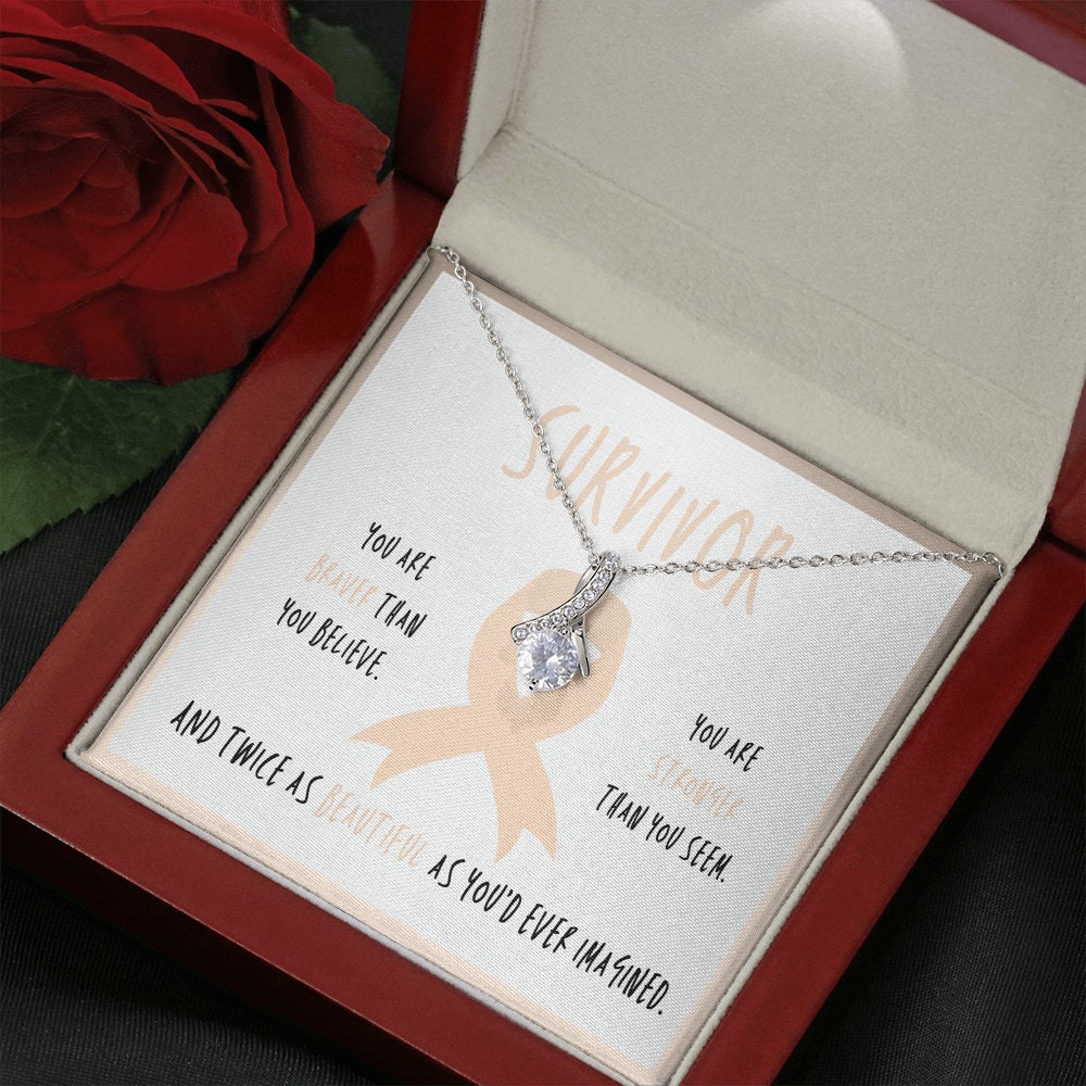Endometrial cancer survivor Ribbon Pendant Necklace Gift