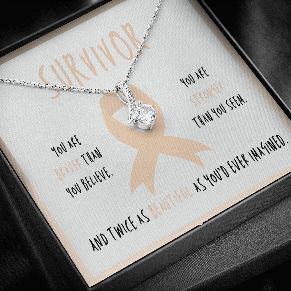 Endometrial cancer survivor Ribbon Pendant Necklace Gift